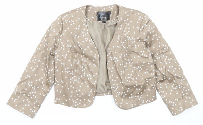 Bonprix Womens Beige Geometric Jacket Blazer Size 10 - Star Print