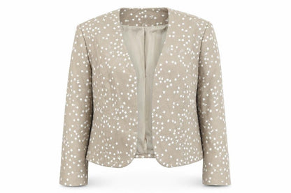Bonprix Womens Beige Geometric Jacket Blazer Size 10 - Star Print