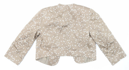 Bonprix Womens Beige Geometric Jacket Blazer Size 10 - Star Print
