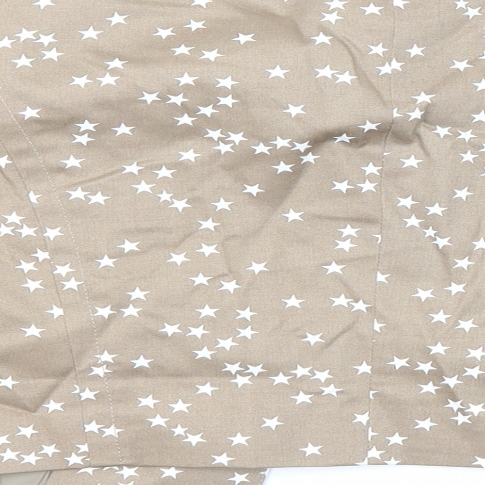 Bonprix Womens Beige Geometric Jacket Blazer Size 10 - Star Print