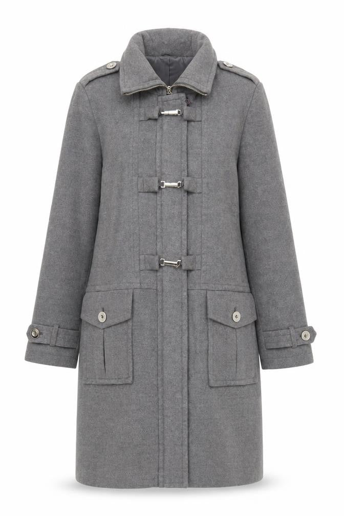 Classic Womens Grey Overcoat Coat Size 14 Zip