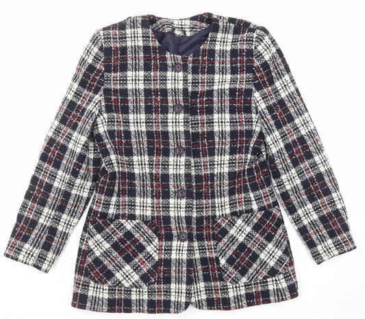 Debenhams Womens Multicoloured Plaid Pea Coat Coat Size 14 Button