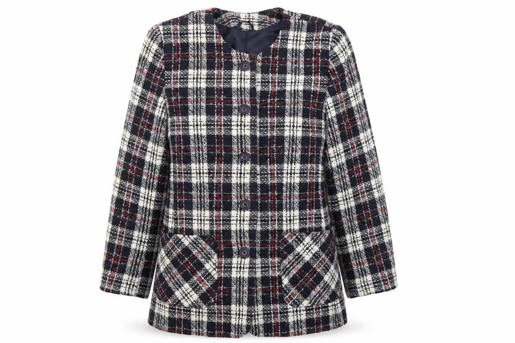 Debenhams Womens Multicoloured Plaid Pea Coat Coat Size 14 Button