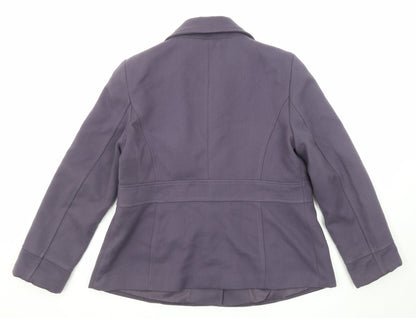 Marks & Spencer Womens Purple Pea Coat Coat Size 14 Button