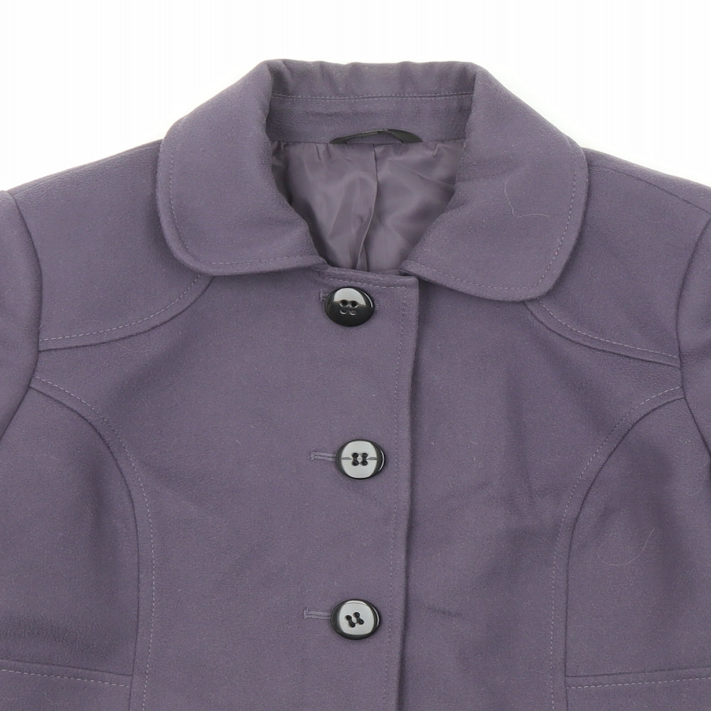 Marks and Spencer Womens Purple Pea Coat Coat Size 14 Button
