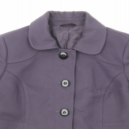 Marks & Spencer Womens Purple Pea Coat Coat Size 14 Button