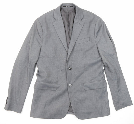 Mango Mens Grey Polyester Jacket Suit Jacket Size 40 Regular