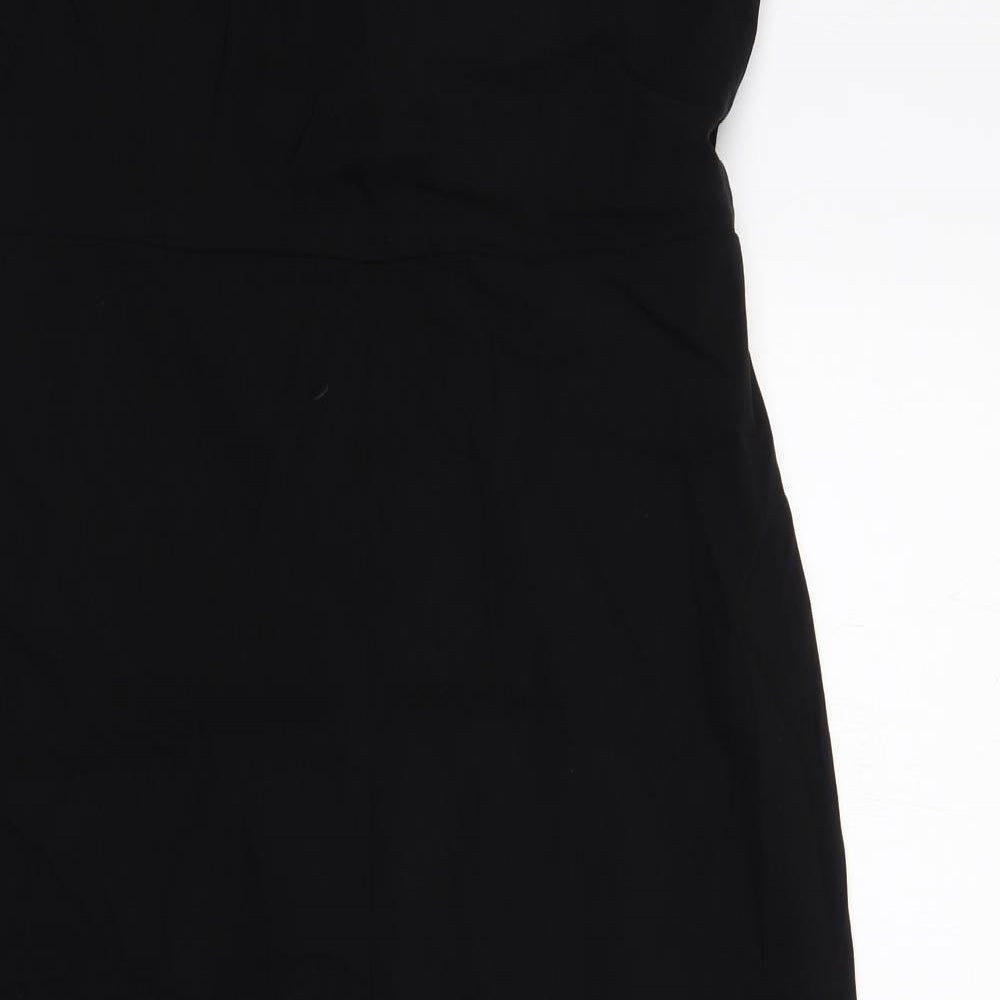 Marks and Spencer Womens Black Viscose A-Line Size 16 Off the Shoulder Zip