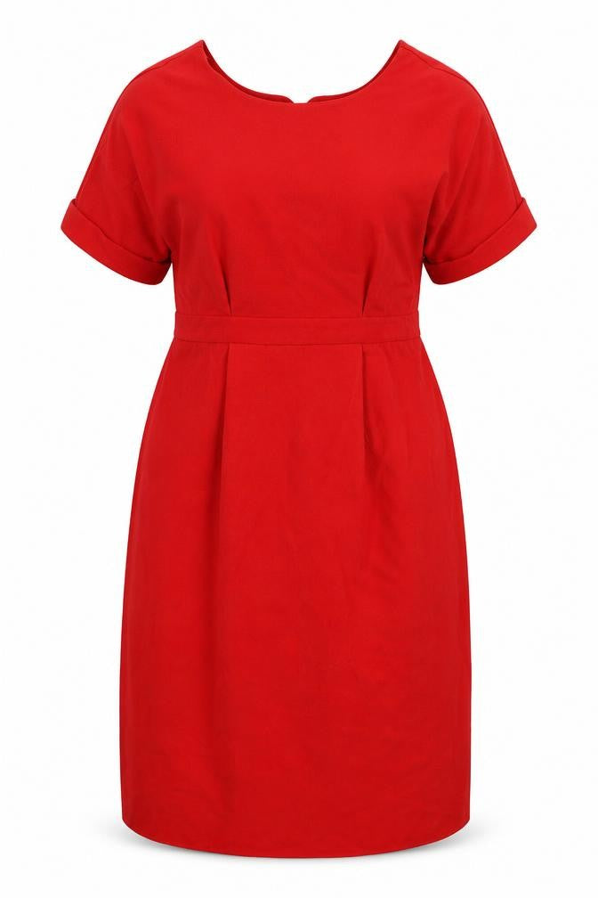 ASOS Womens Red Polyester A-Line Size 12 V-Neck Zip