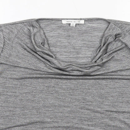 Rose & Olive Womens Grey Geometric Polyester Basic Blouse Size M Cowl Neck