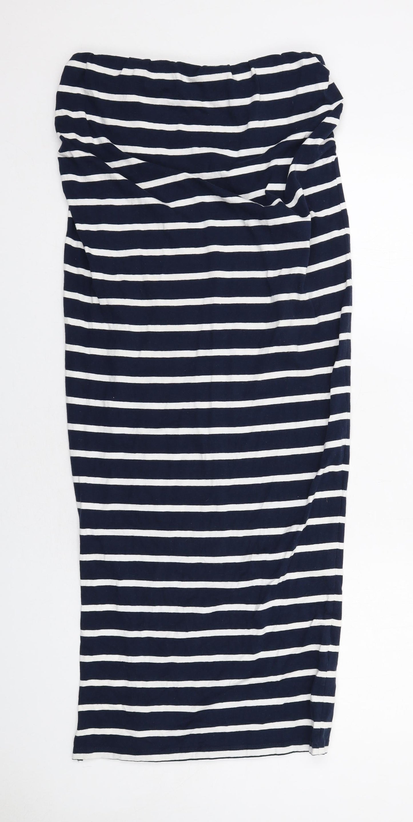 New Look Womens Blue Striped Cotton A-Line Size 12 Off the Shoulder Pullover