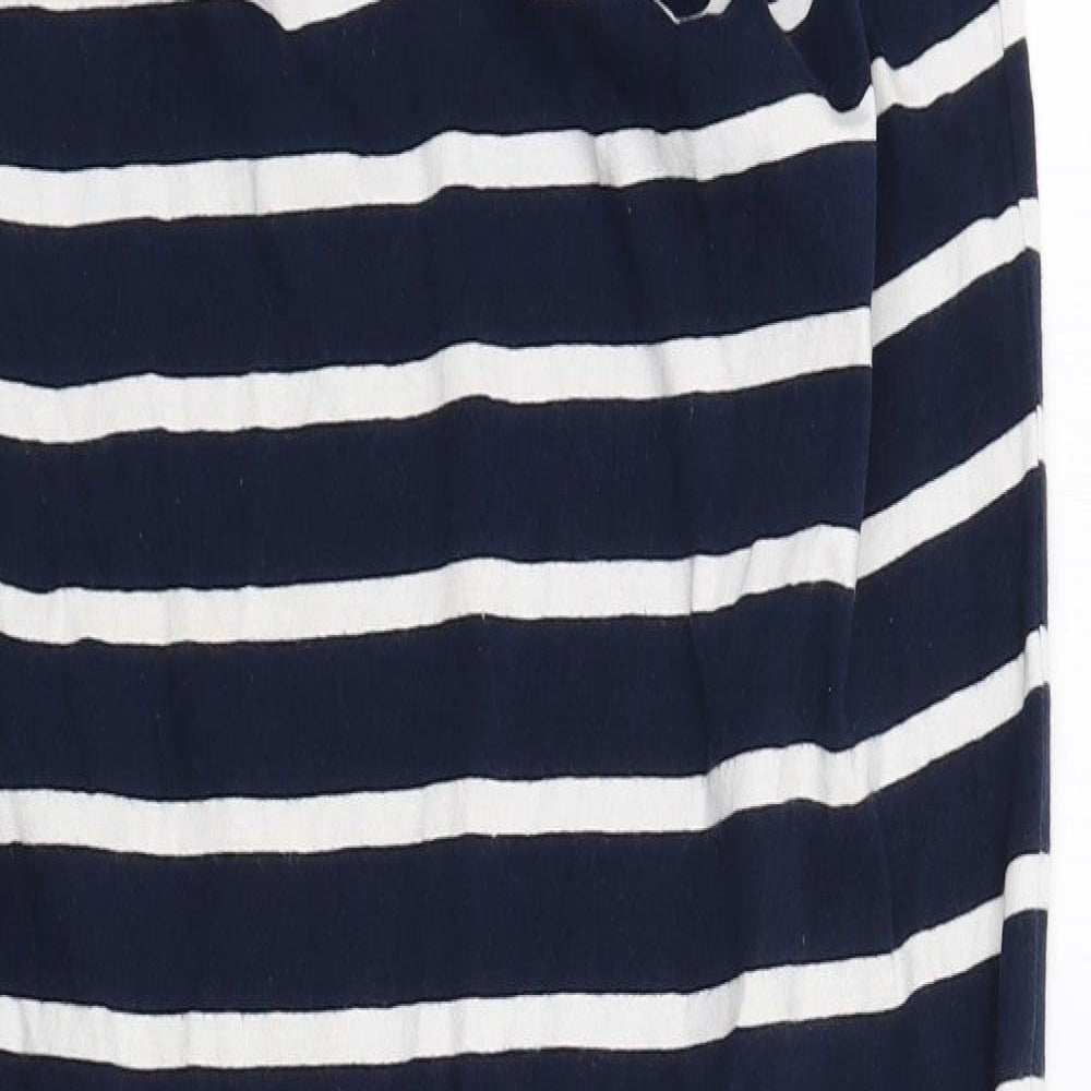 New Look Womens Blue Striped Cotton A-Line Size 12 Off the Shoulder Pullover