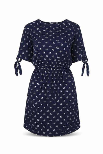 Warehouse Womens Blue Geometric Polyester A-Line Size 8 Round Neck Pullover - Swan pattern