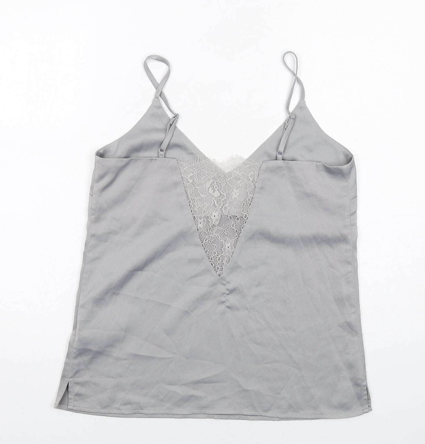 Rut & Circle Womens Grey Polyester Camisole Tank Size XS V-Neck - Lace Detail