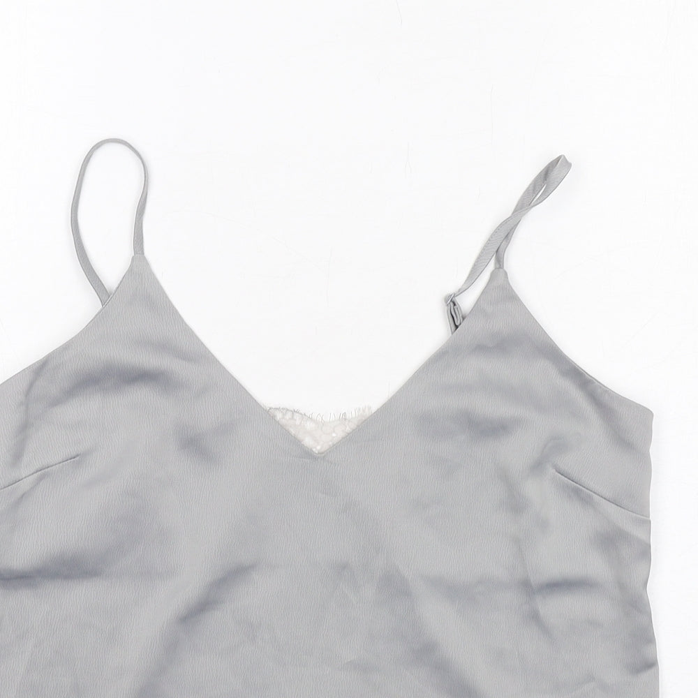 Rut & Circle Womens Grey Polyester Camisole Tank Size XS V-Neck - Lace Detail