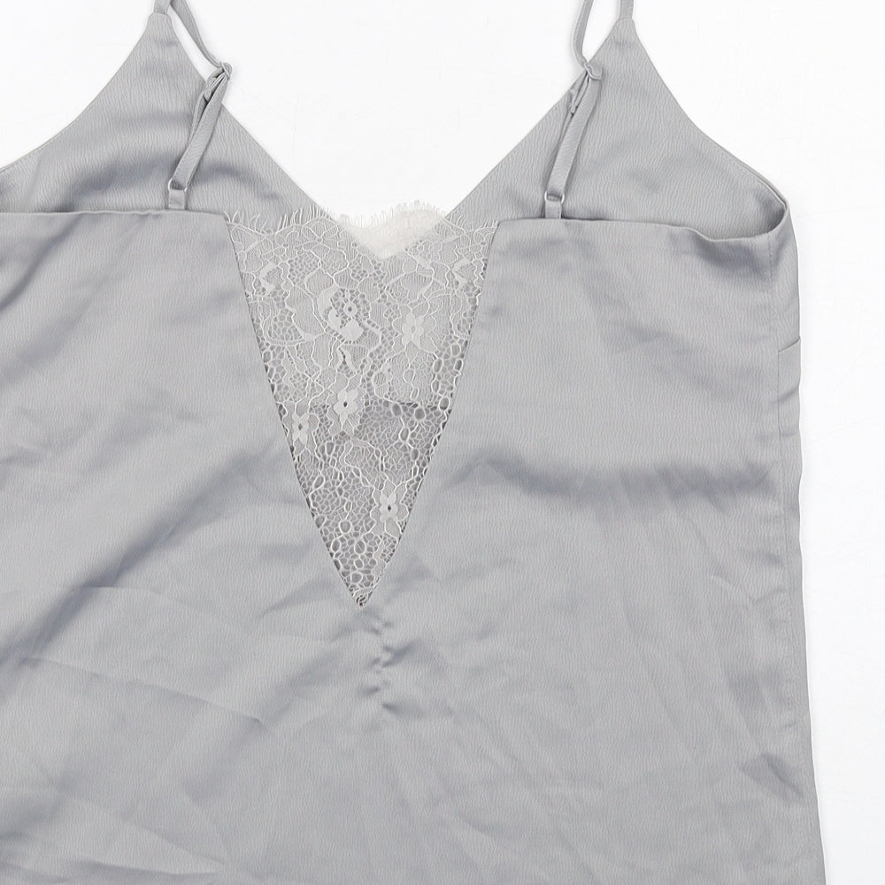 Rut & Circle Womens Grey Polyester Camisole Tank Size XS V-Neck - Lace Detail