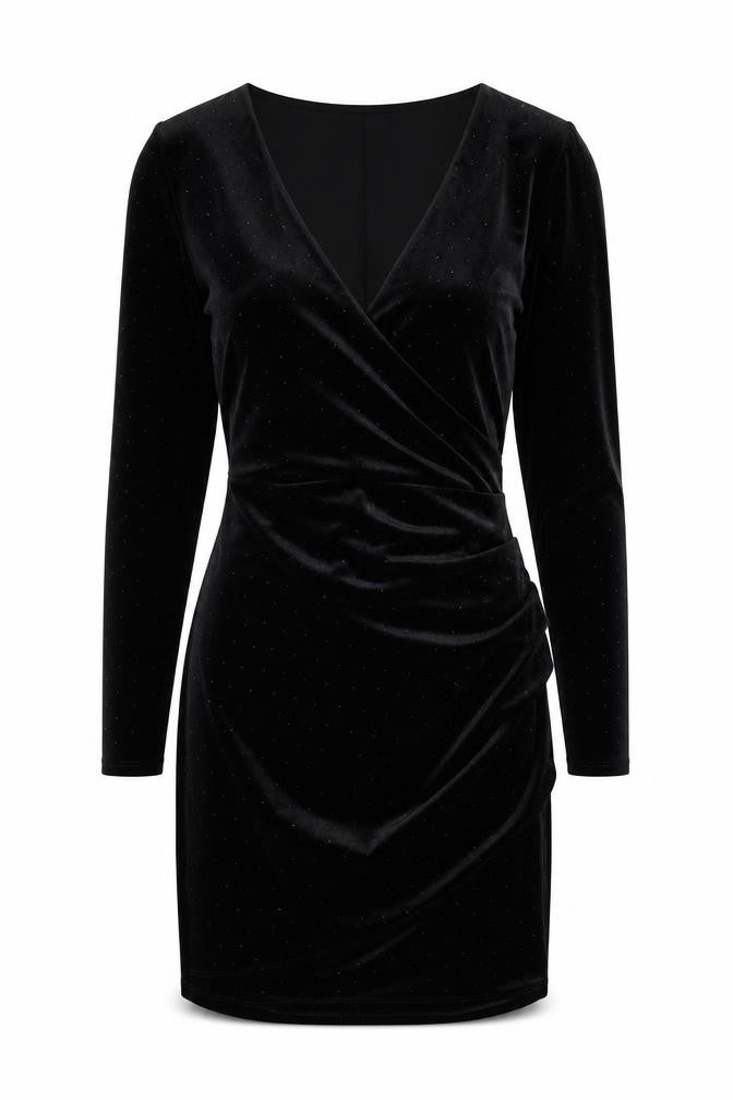 Mango Womens Black Polyester Bodycon Size XS V-Neck Pullover