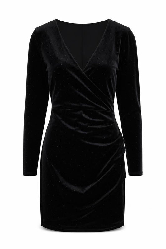 Mango Womens Black Polyester Bodycon Size XS V-Neck Pullover