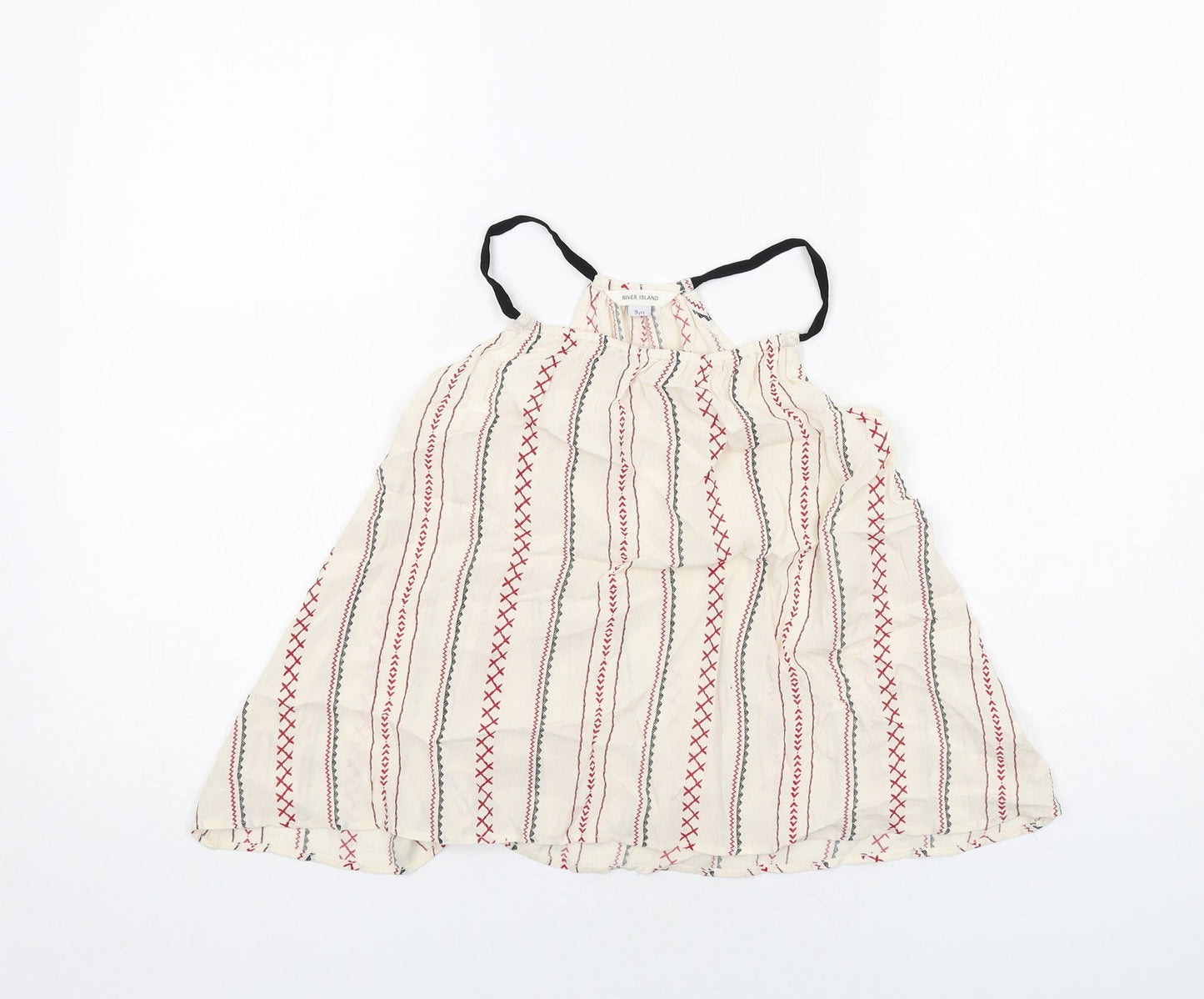 River Island Girls Ivory Geometric Viscose Basic Tank Size 9 Years Halter Pullover