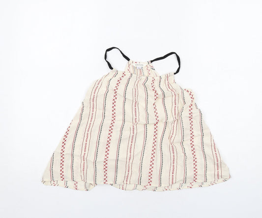 River Island Girls Ivory Geometric Viscose Basic Tank Size 9 Years Halter Pullover