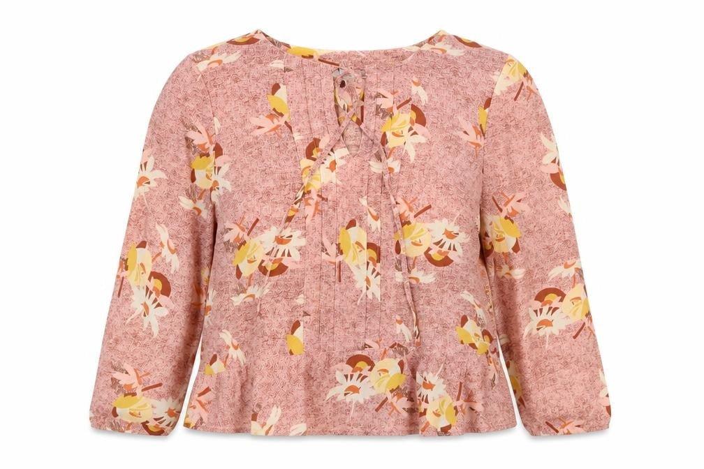 Limited Edition Womens Pink Floral Polyester Basic Blouse Size 10 Round Neck - Peplum