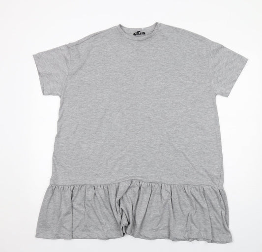 Nasty Gal Womens Grey Cotton T-Shirt Dress Size S Round Neck Pullover