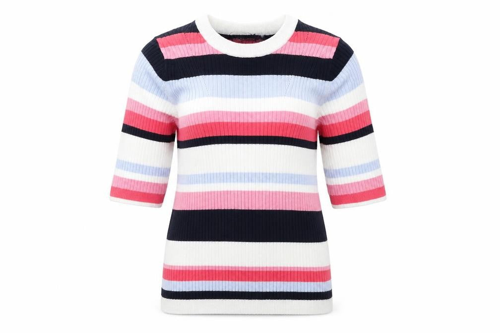 Marks & Spencer Womens Multicoloured Round Neck Striped Viscose Pullover Jumper Size 10