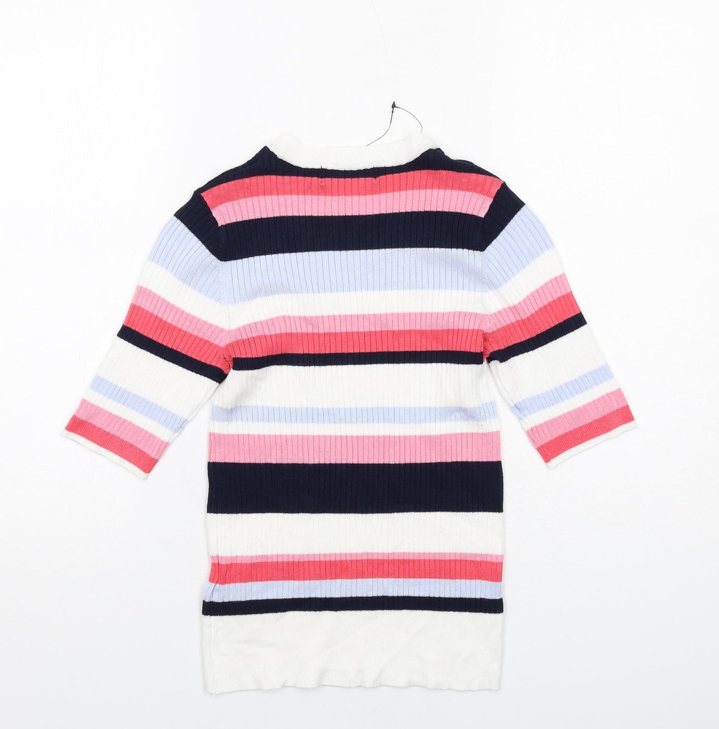 Marks and Spencer Womens Multicoloured Round Neck Striped Viscose Pullover Jumper Size 10