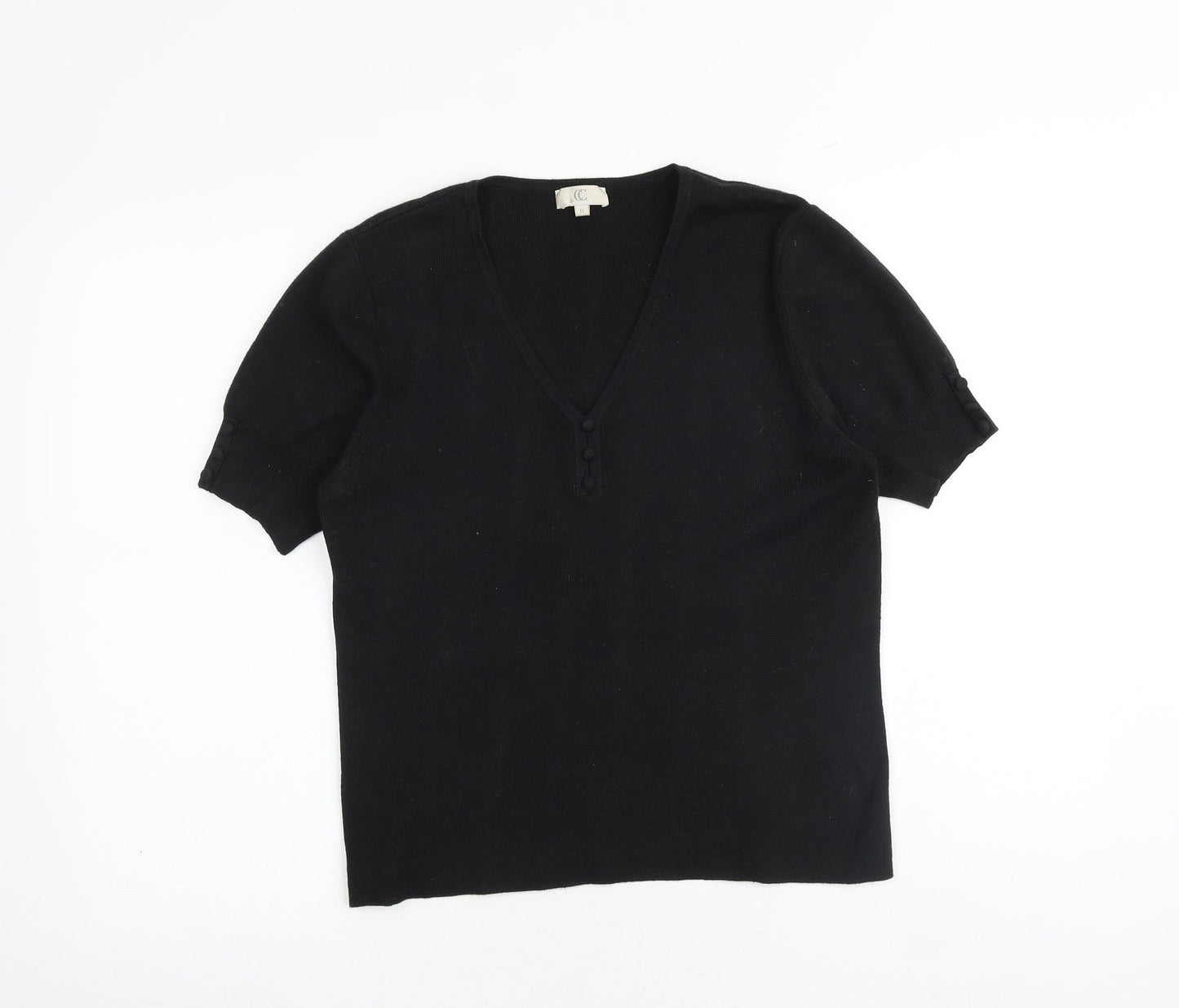 CC Womens Black V-Neck Viscose Pullover Jumper Size M