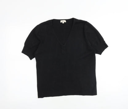 Country Casuals Womens Black V-Neck Viscose Pullover Jumper Size M