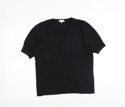 CC Womens Black V-Neck Viscose Pullover Jumper Size M