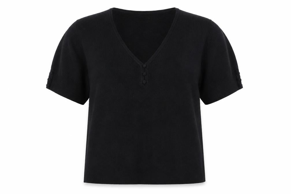Country Casuals Womens Black V-Neck Viscose Pullover Jumper Size M