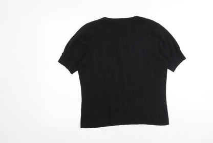 Country Casuals Womens Black V-Neck Viscose Pullover Jumper Size M