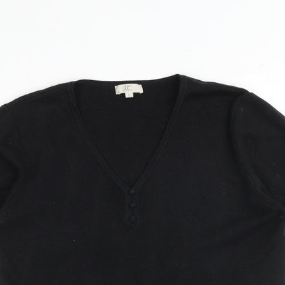 Country Casuals Womens Black V-Neck Viscose Pullover Jumper Size M