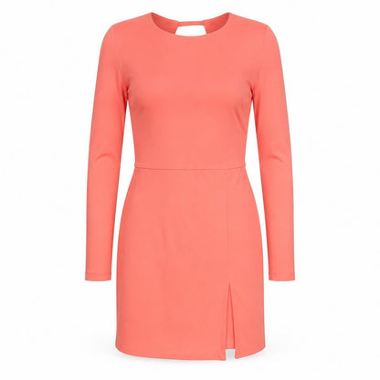 Topshop Womens Pink Polyester Mini Size 8 Boat Neck Pullover - Cut Out Back Detail