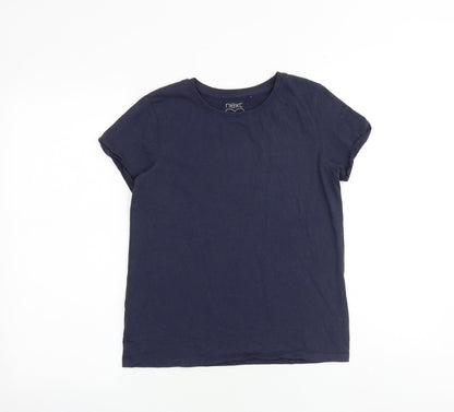 Additional front view of Next girls’ blue 100% cotton basic t-shirt, size 12, years round neck pullover
