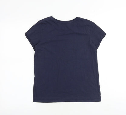 Back view of Next girls’ blue 100% cotton basic t-shirt, size 12, years round neck pullover
