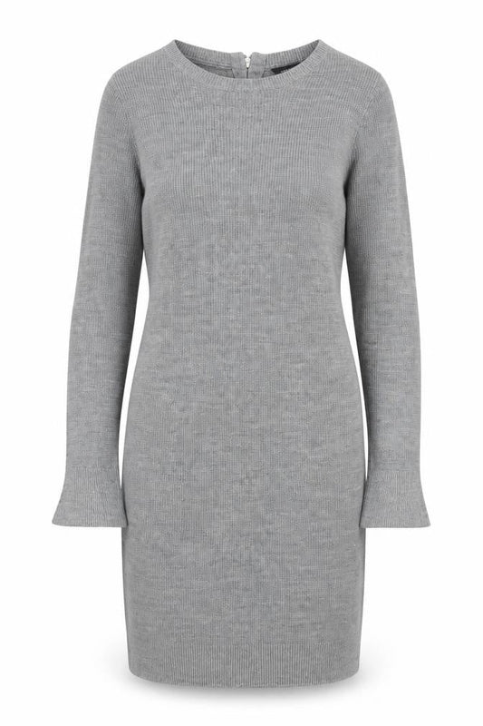 Dorothy Perkins Womens Grey Acrylic Jumper Dress Size 10 Boat Neck Zip