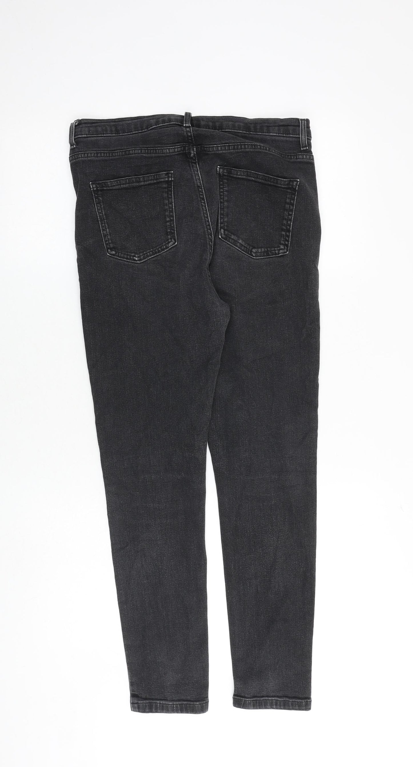 Marks and Spencer Womens Grey Cotton Skinny Jeans Size 12 Slim Zip