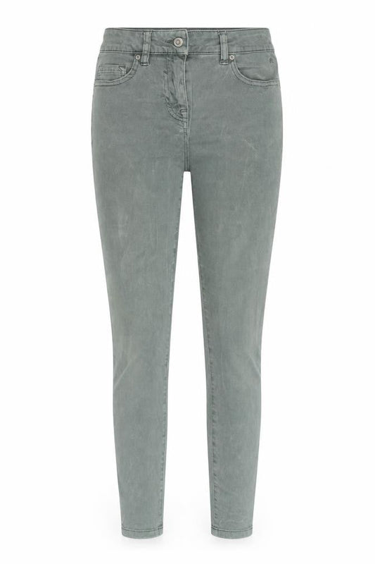 NEXT Womens Green Cotton Tapered Jeans Size 8 Slim Zip