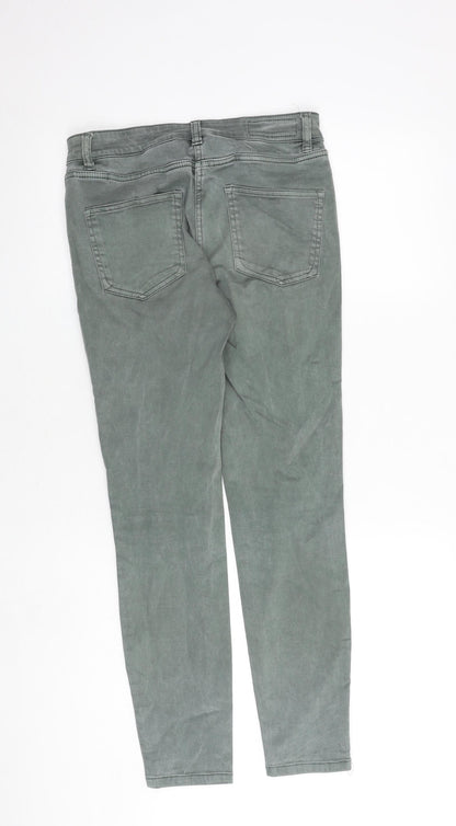 Next Womens Green Cotton Tapered Jeans Size 8 Slim Zip