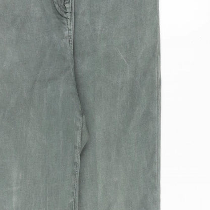Next Womens Green Cotton Tapered Jeans Size 8 Slim Zip