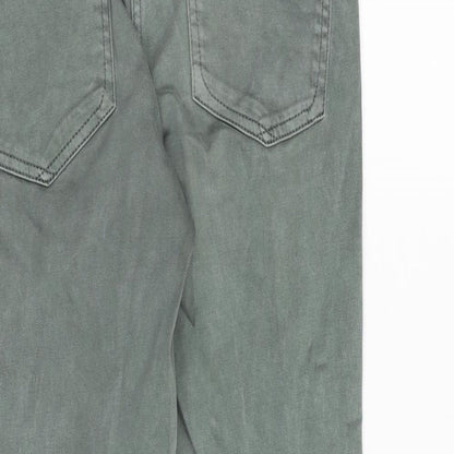 Next Womens Green Cotton Tapered Jeans Size 8 Slim Zip