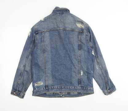 New Look Womens Blue Jacket Size 10 Button - Distressed
