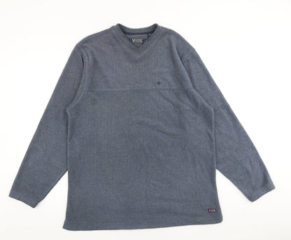 Additional front view of Maine New England men’s blue polyester pullover sweatshirt, size M
