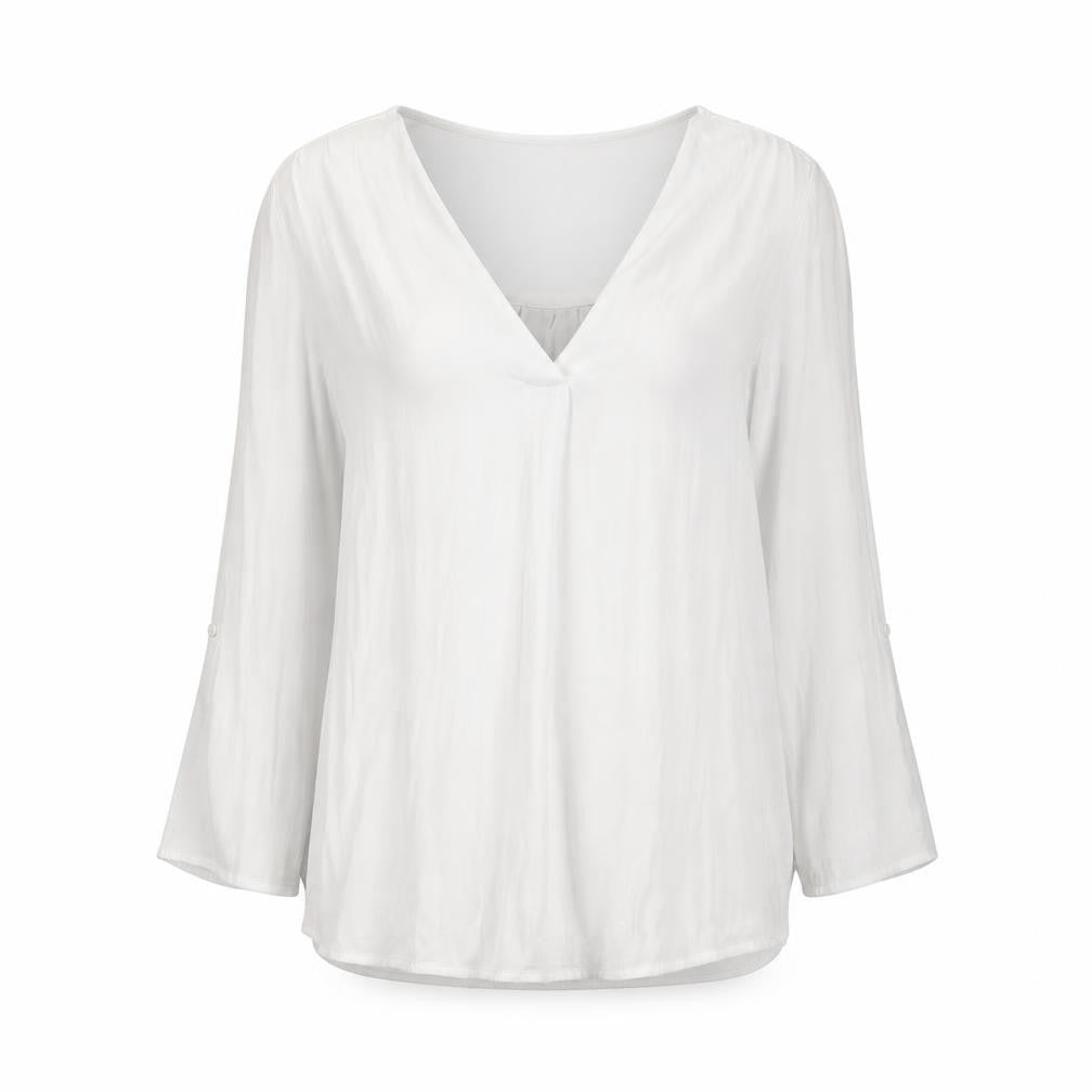Stradivarius Womens White Polyester Basic Blouse Size XS V-Neck