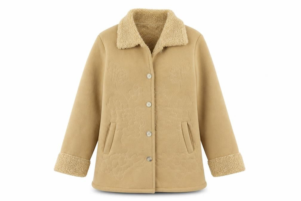 Classics Womens Beige Overcoat Coat Size 12 Button