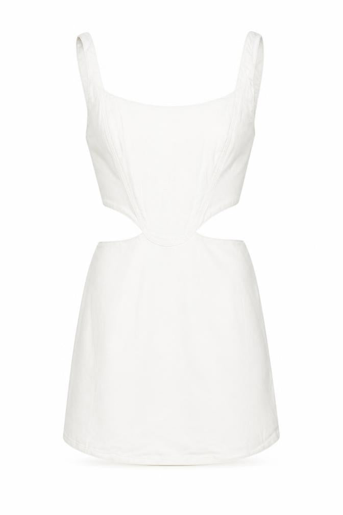 Zara Womens White Cotton Mini Size XL Scoop Neck Zip