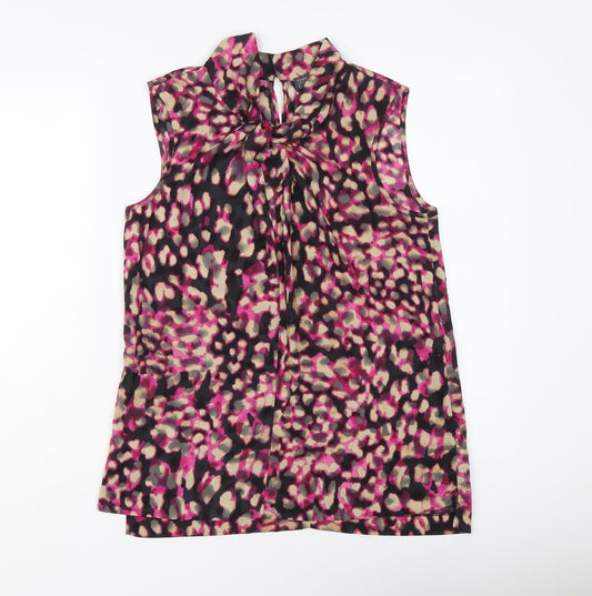 Preloved Fenn Wright Manson Womens Multicoloured Animal Print Polyester Basic Blouse Size 12 Round Neck - Leopard Print - Front