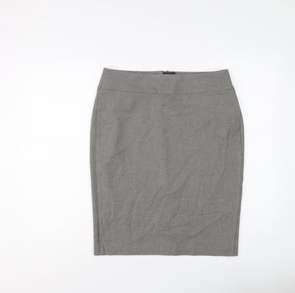 Marks & Spencer Womens Grey Polyester A-Line Skirt Size 12 Zip